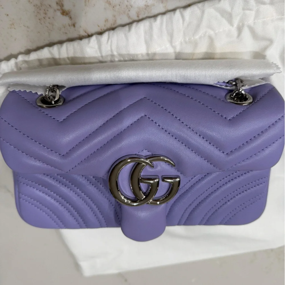Gucci Light Purple Quilted Chain Shoulder Bag - Picture 7 of 16